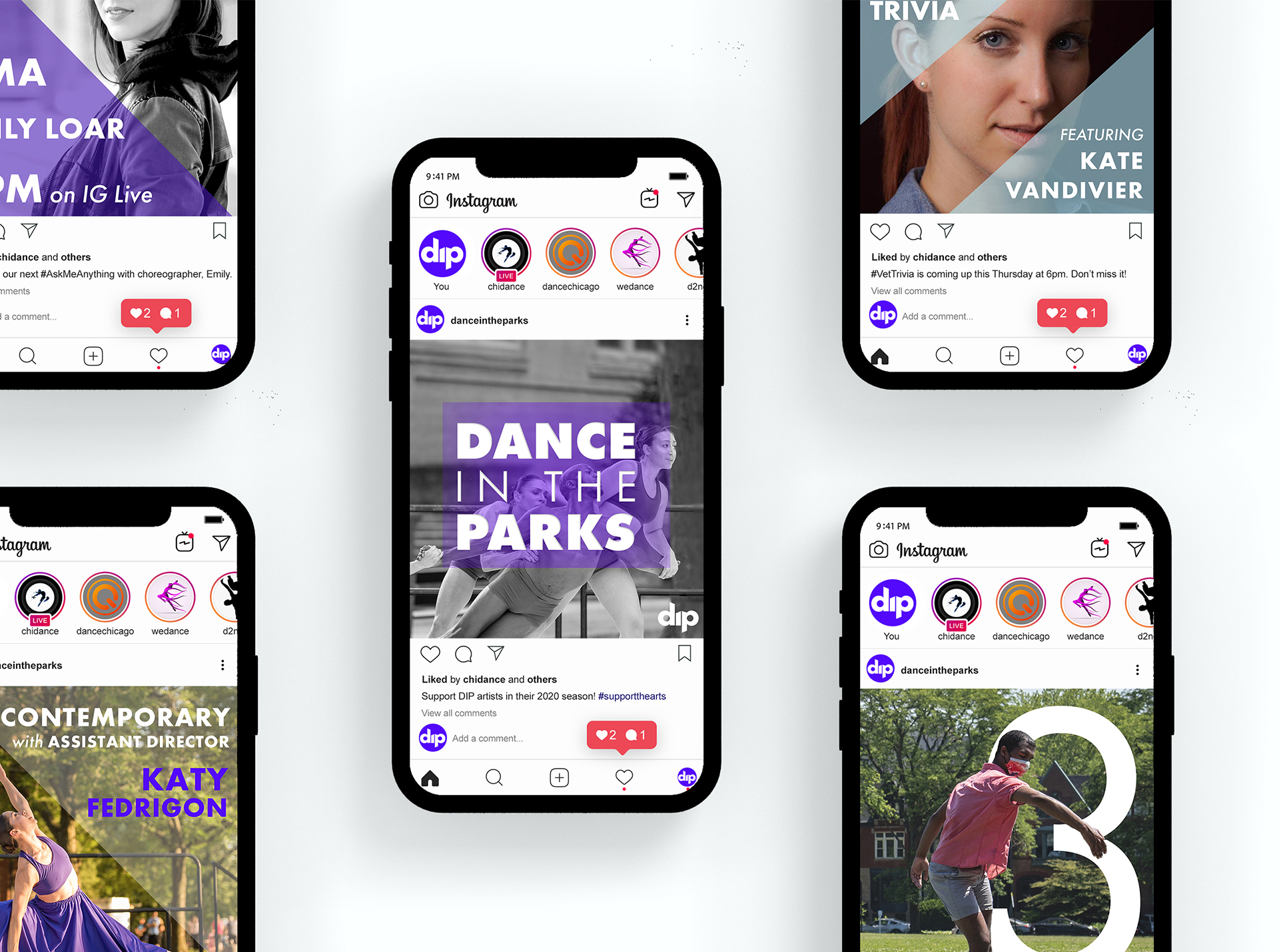 Social media designs for Dance in the Parks