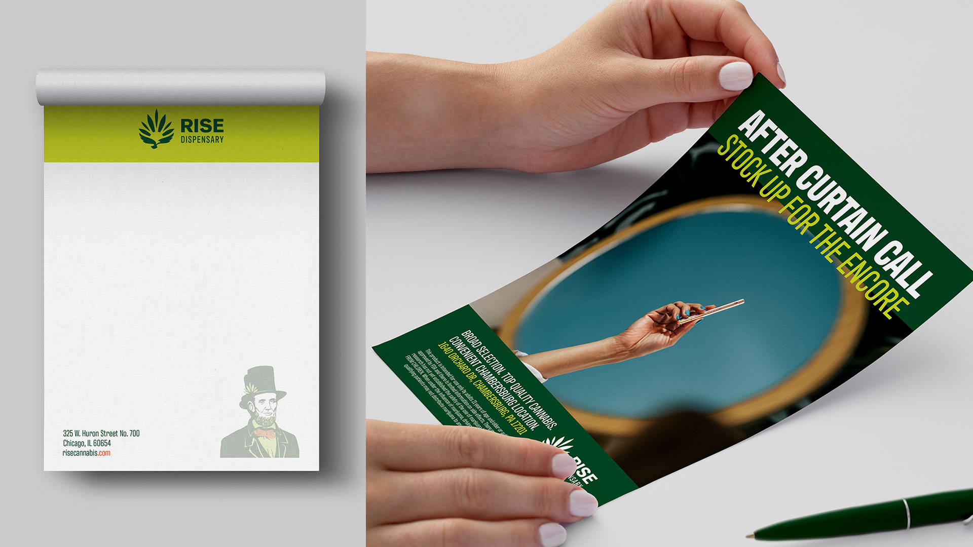 Stationary is shown on the left, an ad is shown on the right